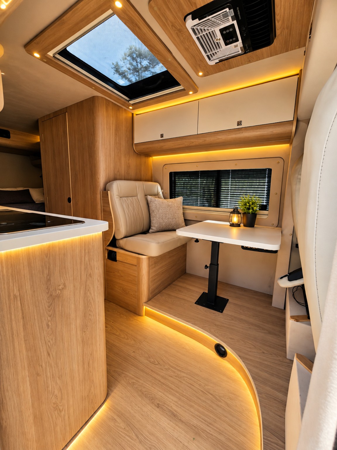 Cube Karavan oturma ve yaşam alanı